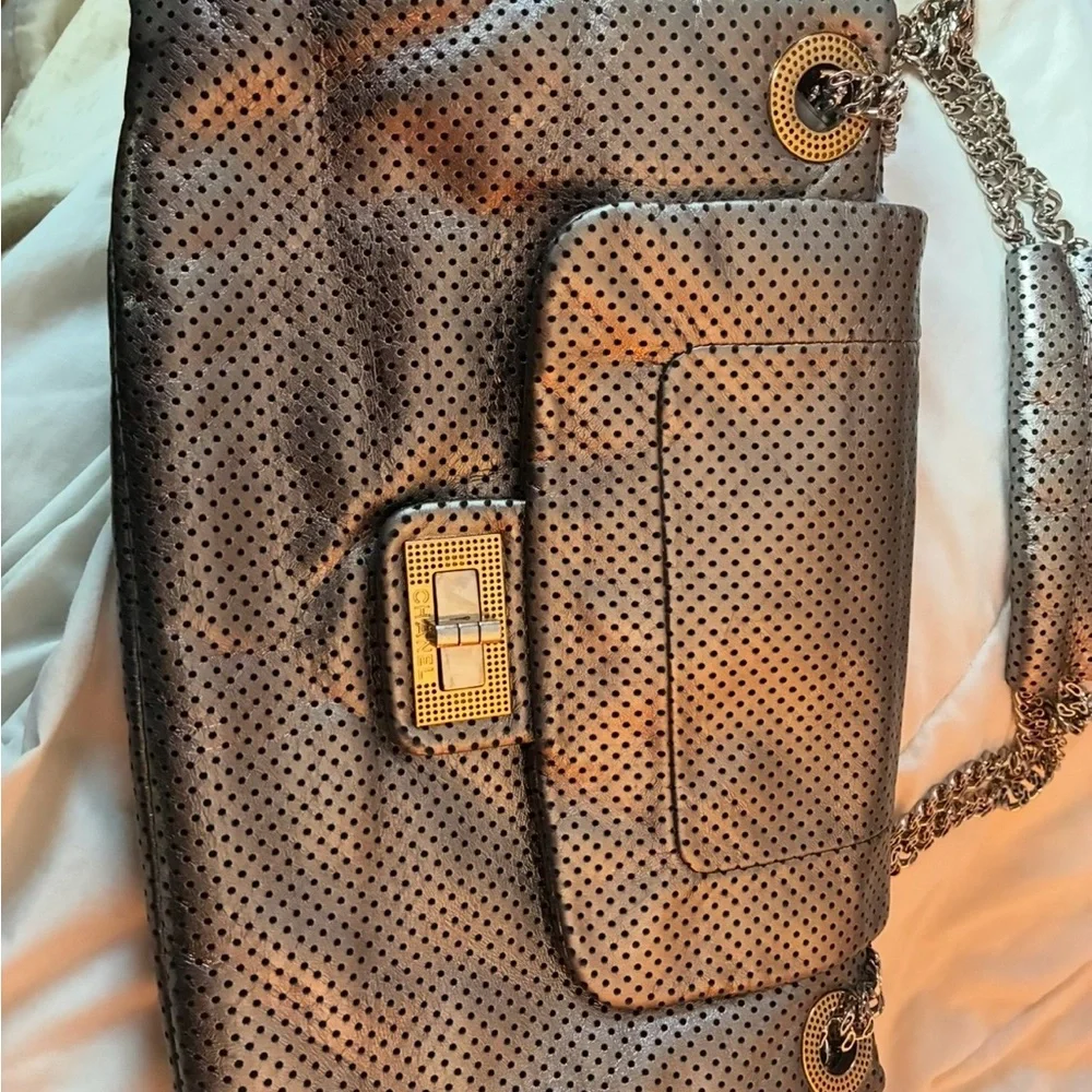 CHANEL Silver Perforated Shoulder Bag - Picture 3 of 8